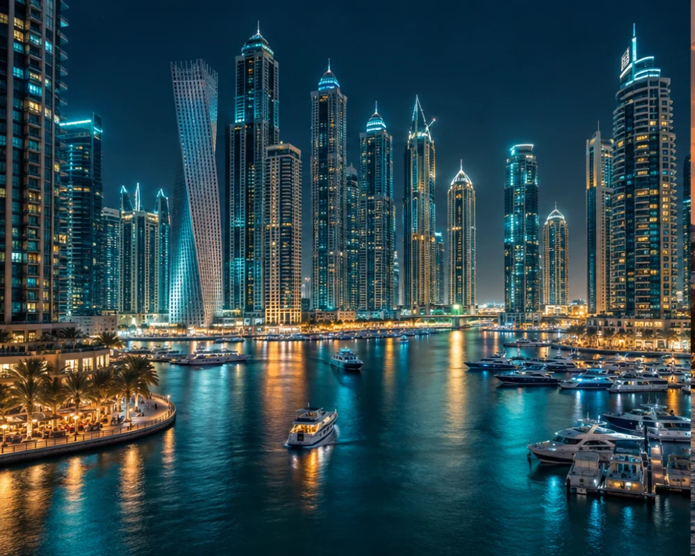 Dubai marina at night