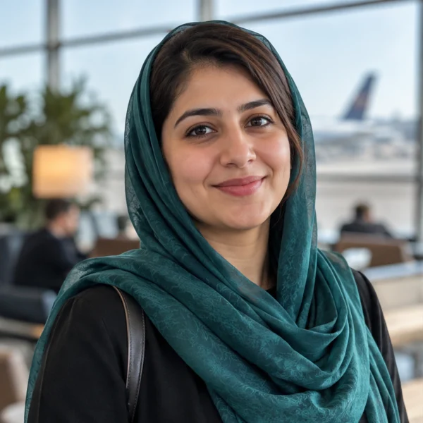 Pakistani woman traveller testimonial portrait